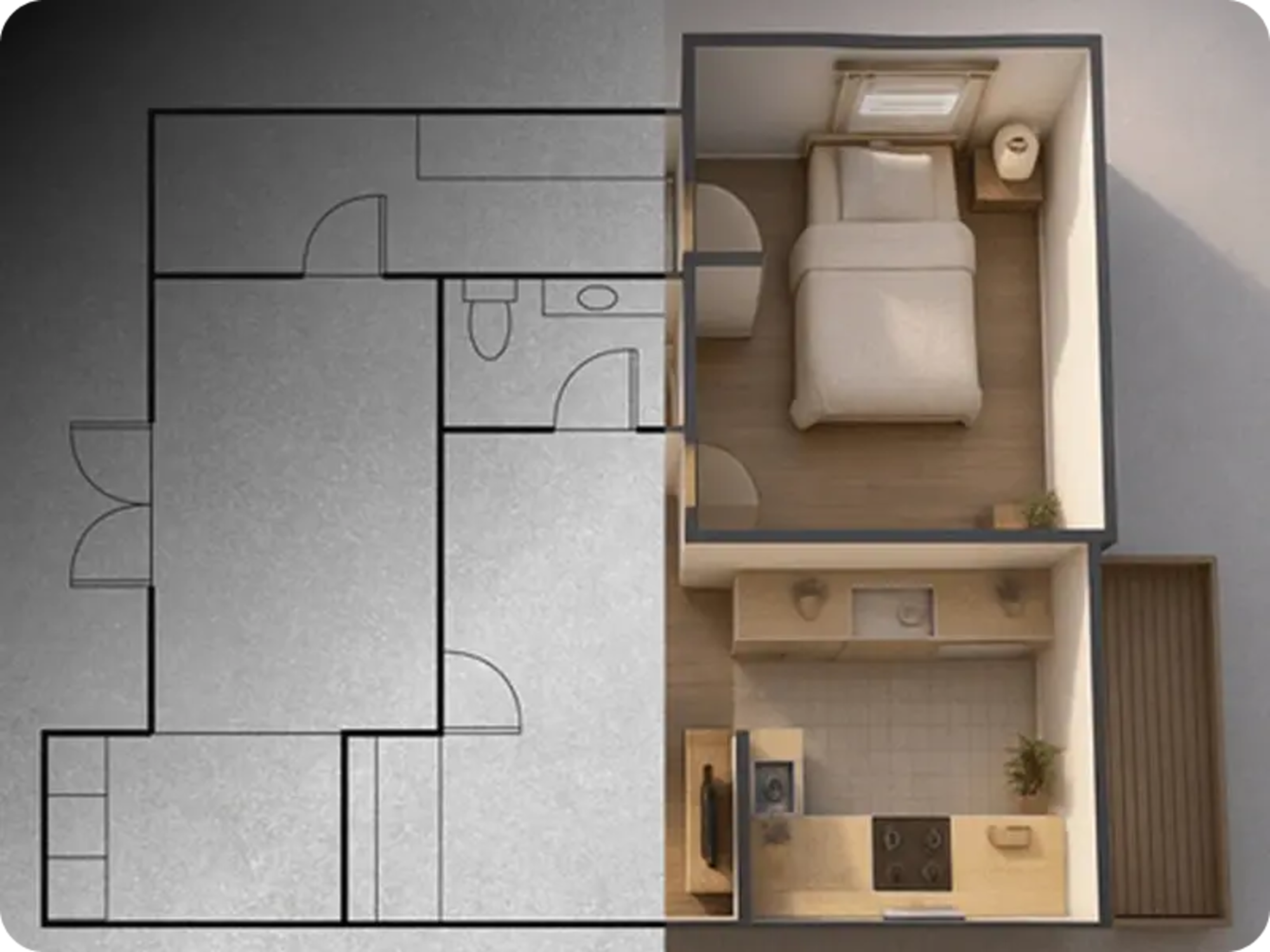 Render 3D spaces from 2D